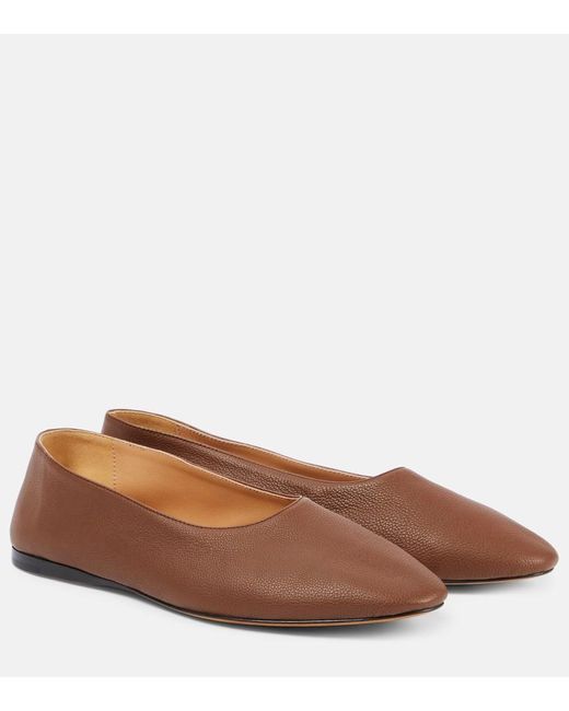 The Row Brown Awar Leather Ballet Flats