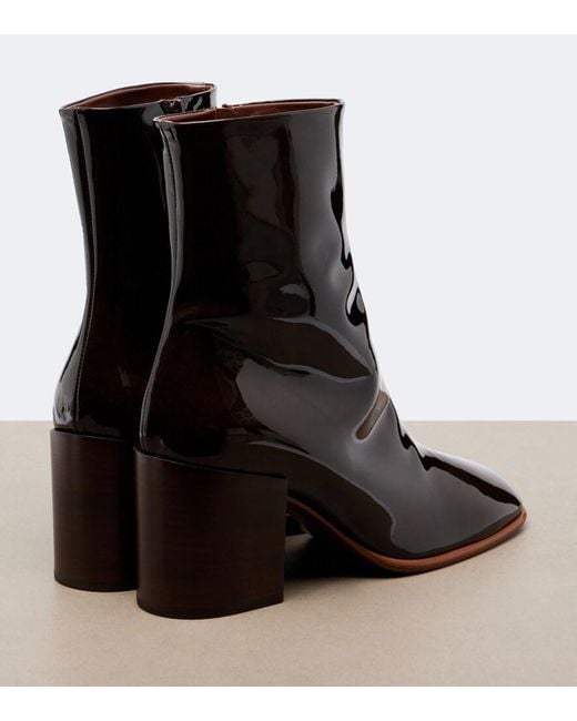 Dries Van Noten Black Patent Leather Mid-Calf Boots