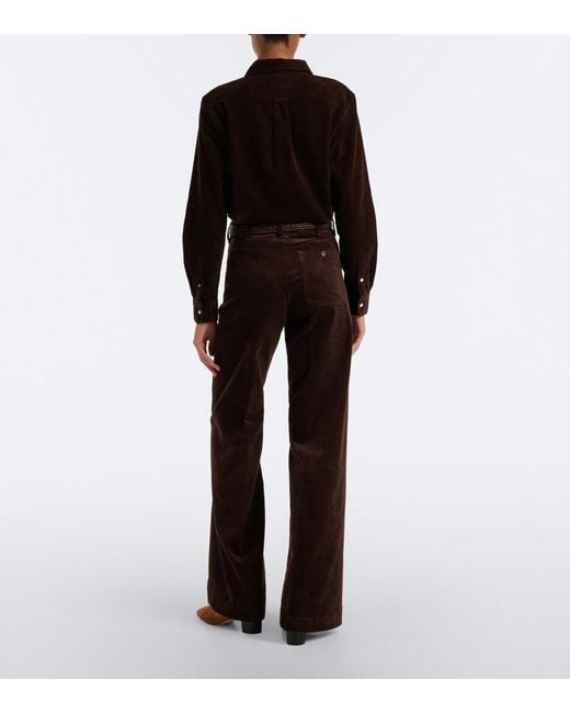 Polo Ralph Lauren Brown Cotton Corduroy Wide-Leg Pants