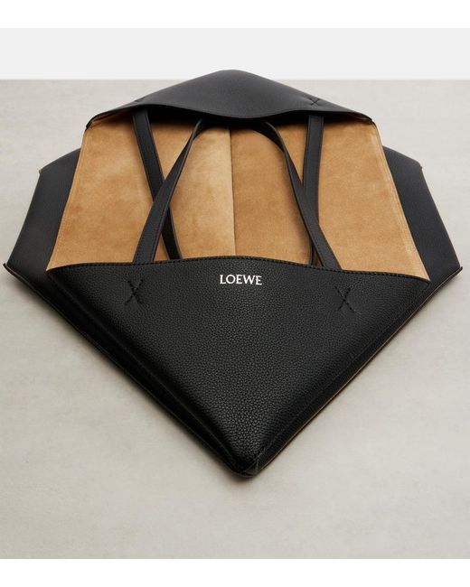 Loewe Black Puzzle Fold Large Leather Tote Bag