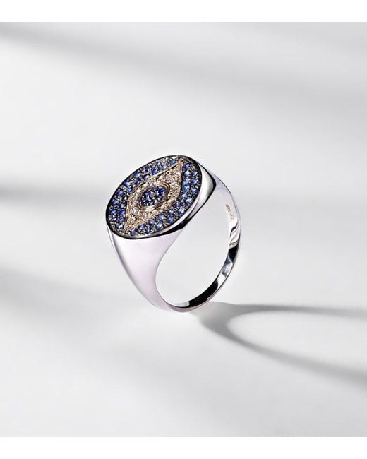 Ileana Makri Blue Dawn Chevalier 18Kt Ring With Diamonds And Sapphires