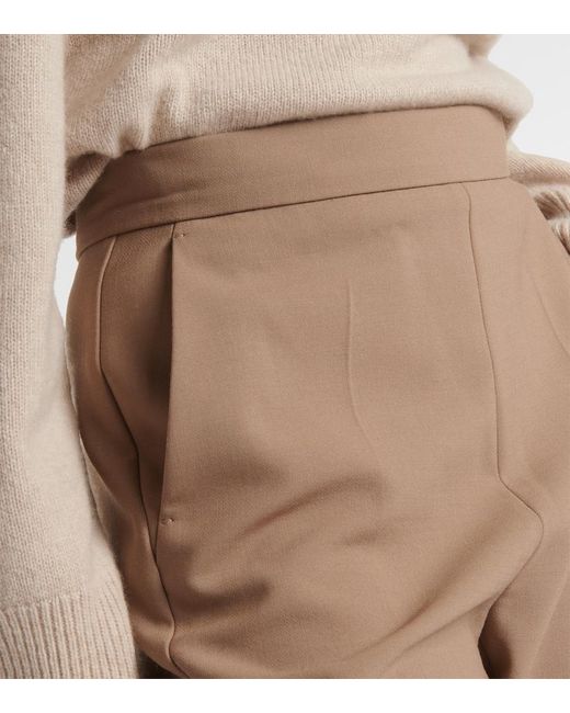 Max Mara Natural Nepeta Wool-blend Crepe Straight Pants