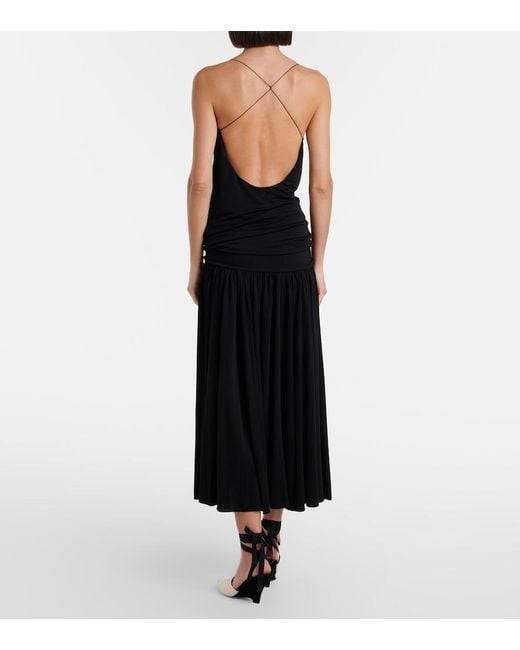 Jacquemus Black Abiha Gathered Jersey Midi Dress