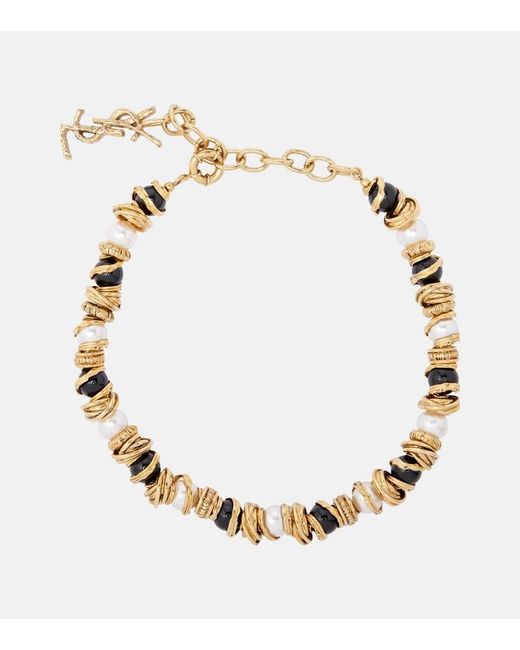 Collar Loulou Adornado Saint Laurent de color Metallic