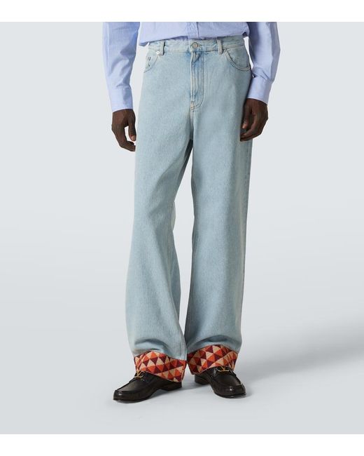 Valentino Wide-Leg Jeans Mit Jacquard in Blue für Herren