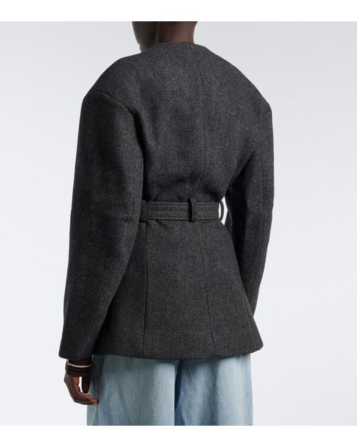 Ganni Black Belted Wool And Cashmere-Blend Blazer
