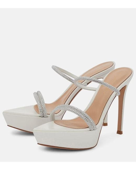 Gianvito Rossi White Cannes Leather Platform Sandals