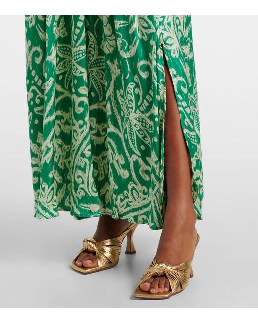 Abito Lungo Ilona Con Stampa di Poupette in Green