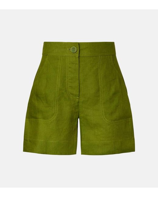 Eres Green Correct High-Rise Linen Shorts