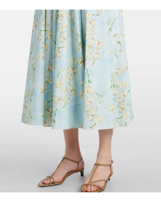 Emilia Wickstead Blue Midikleid Mona Aus Baumwolle