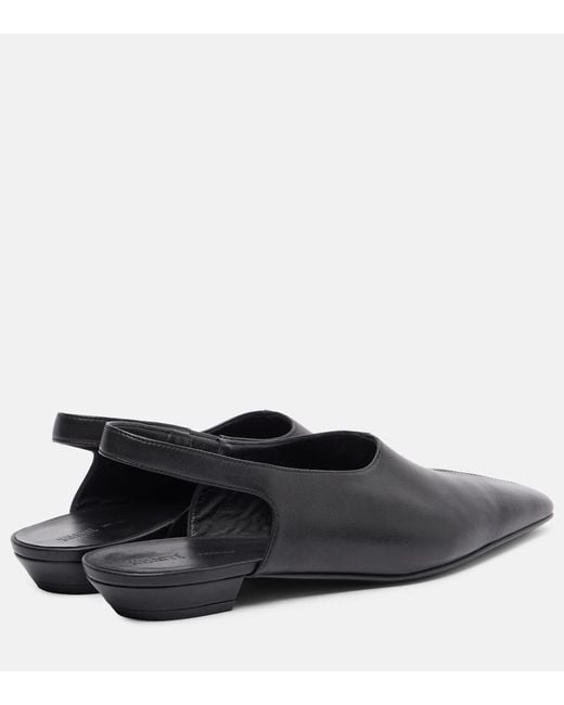 Khaite Black Celia Leather Slingback Flats