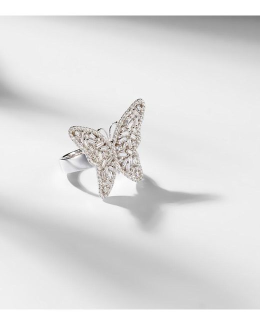 Suzanne Kalan Metallic Bold Butterfly Medium 18Kt Ring With Diamonds