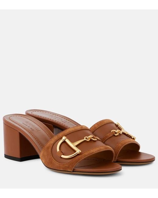 Mules En Cuir À Finitions En Daim Et À Mors De Cheval Alfa Gucci en coloris Brown