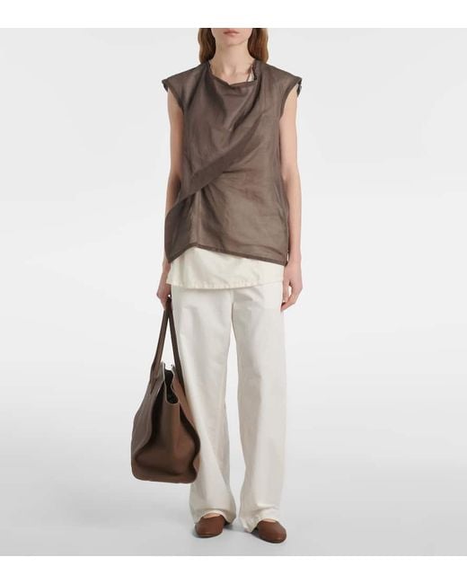 The Row Brown Awar Leather Ballet Flats