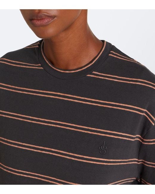 Jil Sander Black Striped Cotton T-Shirt