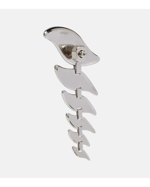 Khaite White Leaf Drop Earrings