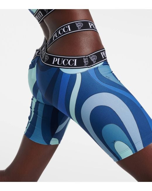 Emilio Pucci Blue Printed Biker Shorts