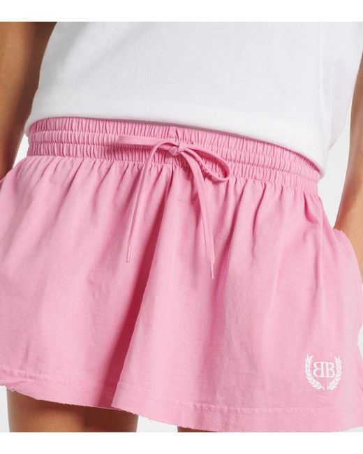 Balenciaga Pink Laurel Cotton Jersey Miniskirt