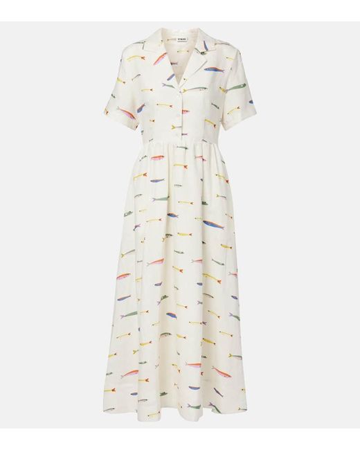 Staud White Hemdblusenkleid Meryl Aus Leinen