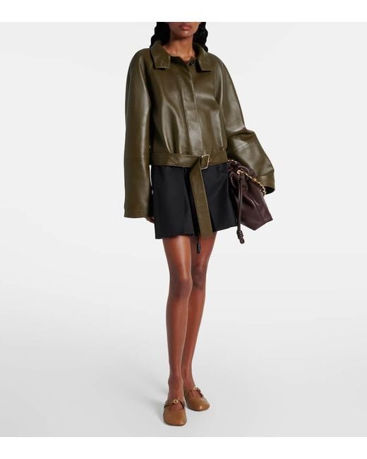 Loewe Green Anagram Leather Jacket