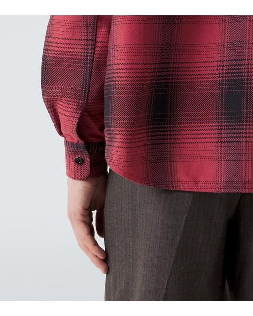 Our Legacy Red Checked Cotton Shirt for men