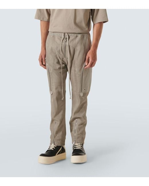 Rick Owens Natural Leather Cargo Pants for men