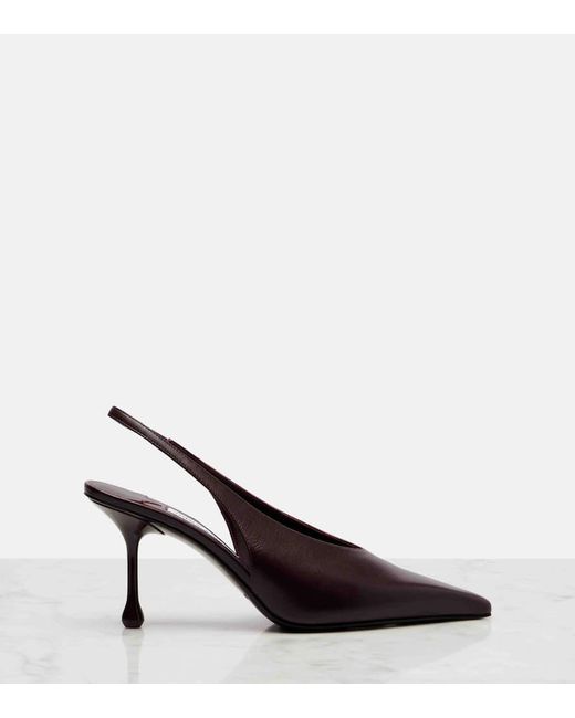 Jimmy Choo Brown Isa 80 Leather Slingback Pumps