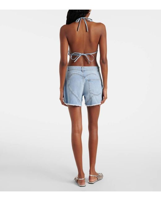 Area Blue Embellished Denim Shorts