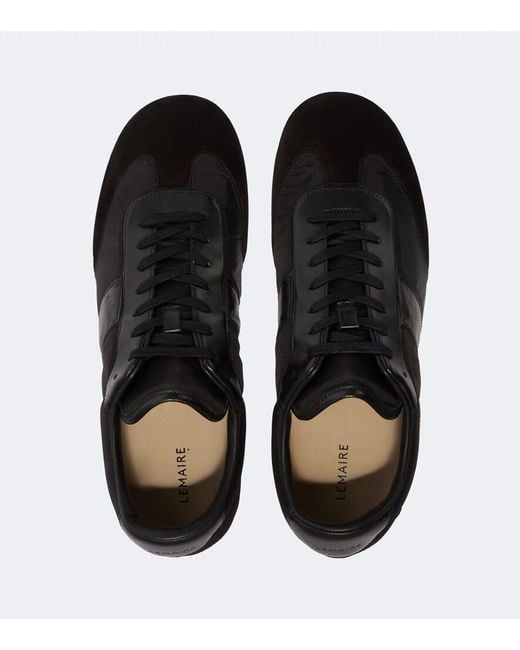 Lemaire Black Soft Suede-Trimmed Sneakers for men