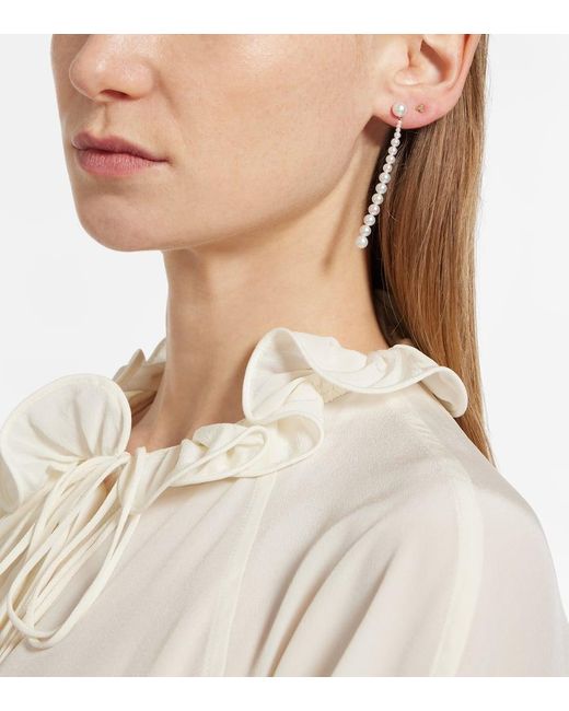 Sophie Bille Brahe White Piazza 18kt Gold Drop Earrings With Freshwater Pearls
