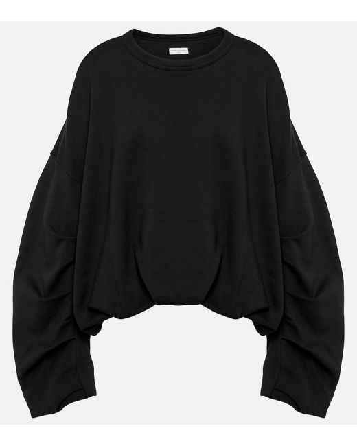 Dries Van Noten Black Oversized Cotton Jersey Sweatshirt