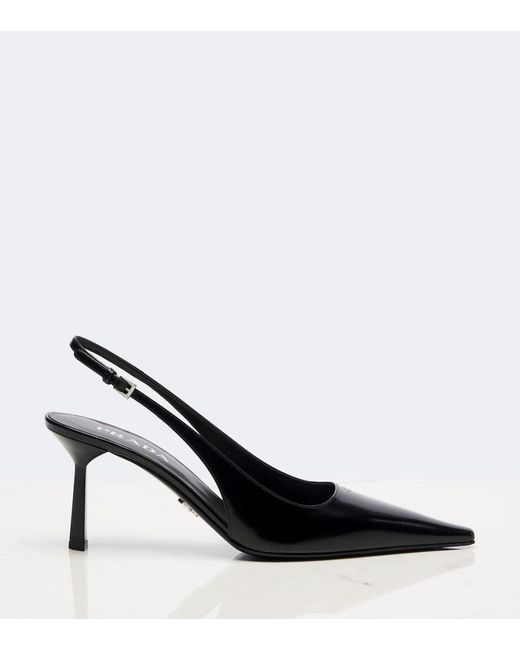 Prada Black Leather Slingback Pumps
