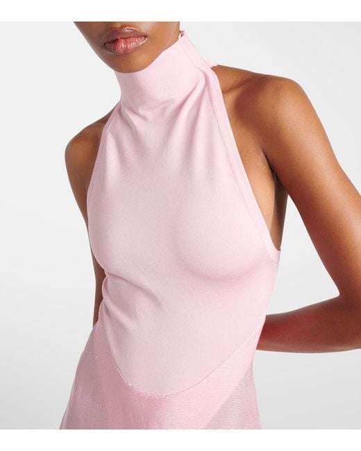 Alaïa Pink Turtleneck Maxi Dress