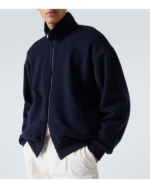 The Row Blue Cashmere And Cotton Bomber Jacket for men
