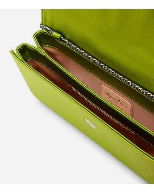 Roger Vivier Green Efflorescence Satin Clutch