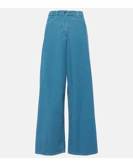 The Row Blue Chan Cotton Corduroy Wide-leg Pants