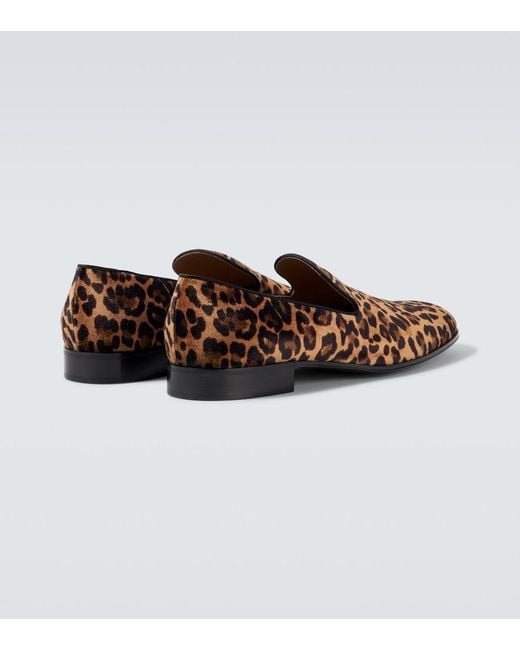 Gianvito Rossi Brown Leopard-Print Loafers for men