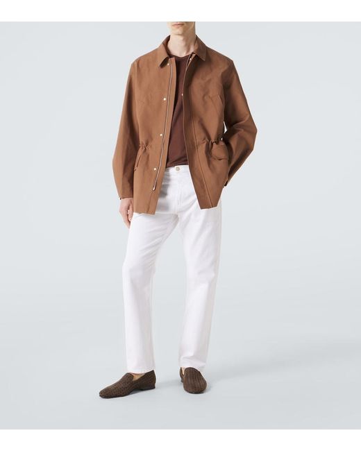 Umit Benan Brown Country Cotton And Linen Jacket for men