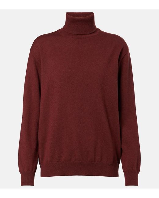 Brunello Cucinelli Red Cashmere Turtleneck Sweater