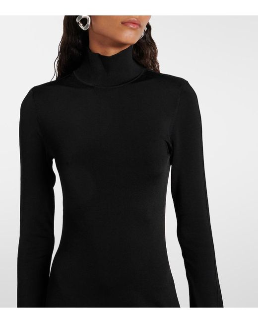 Galvan Black Iris Turtleneck Jersey Maxi Dress