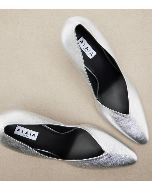 Alaïa White Metallic Leather Pumps