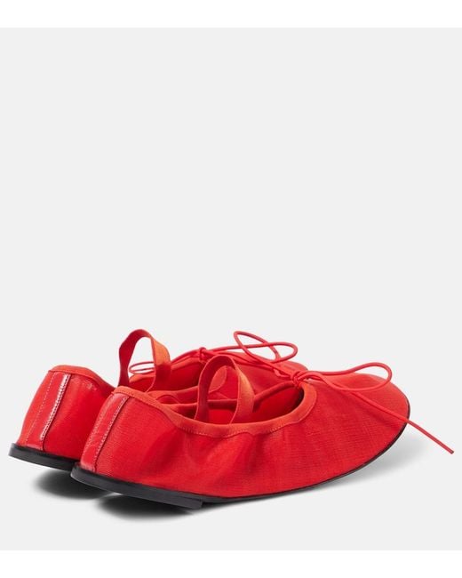 Proenza Schouler Red Glove Mesh Mary Jane Flats