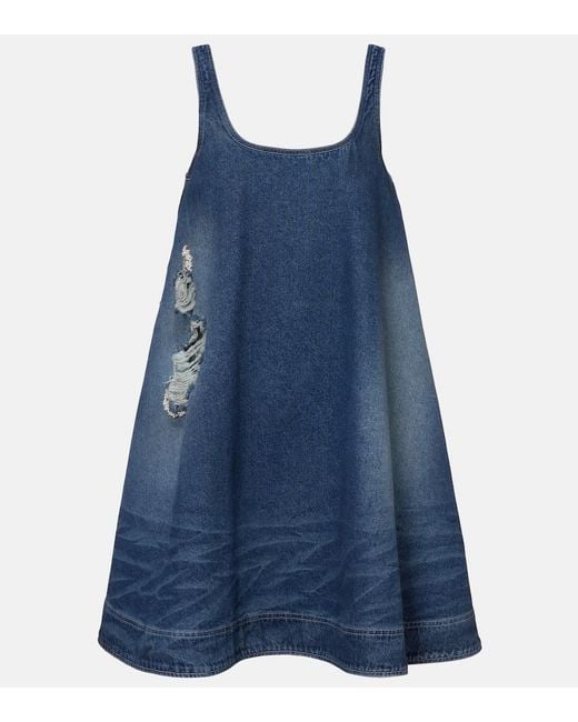 Simone Rocha Blue Distressed Denim Minidress