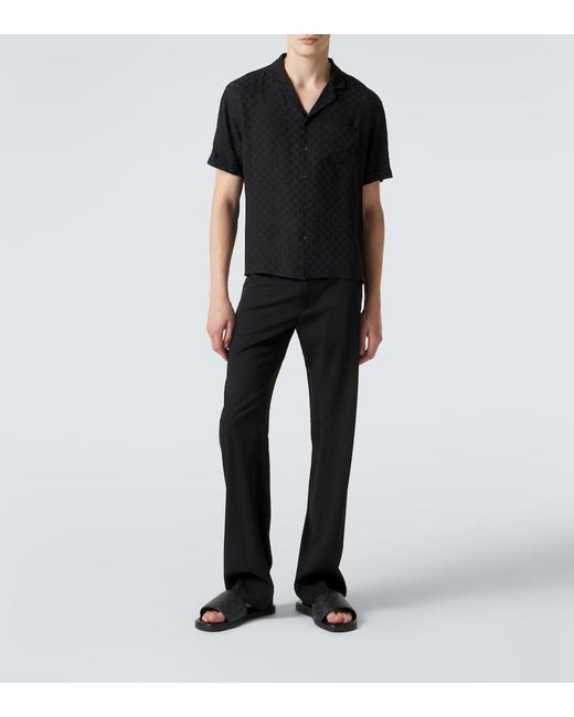 Gucci Black Gg Canvas Slides for men