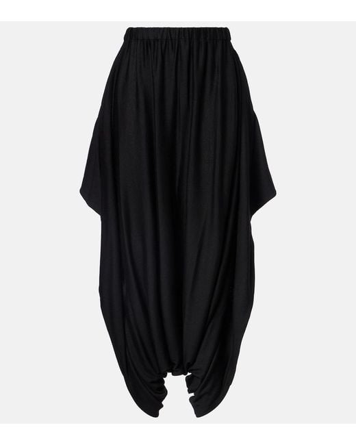 Junya Watanabe Black High-Rise Wool Tapered Pants