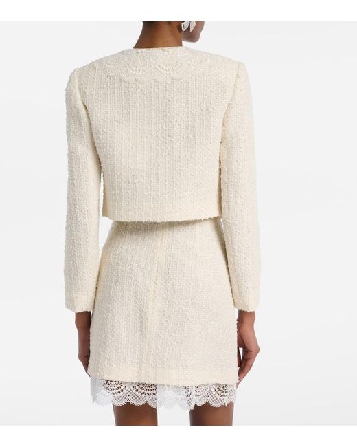 Self-Portrait Natural Lace-Trimmed Boucle Jacket