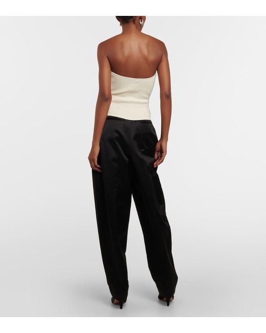 Khaite White Jericho Ribbed-Knit Bustier