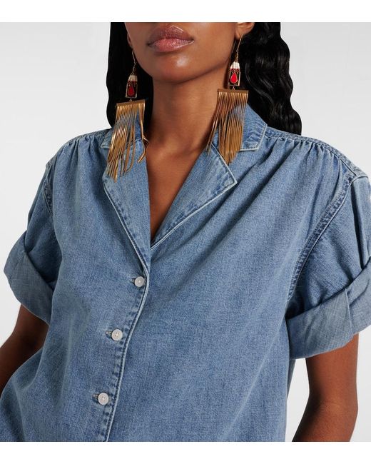 Veronica Beard Blue Ilene Denim Shirt