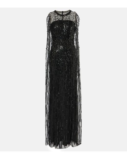 Jenny Packham Black Embellished Gown