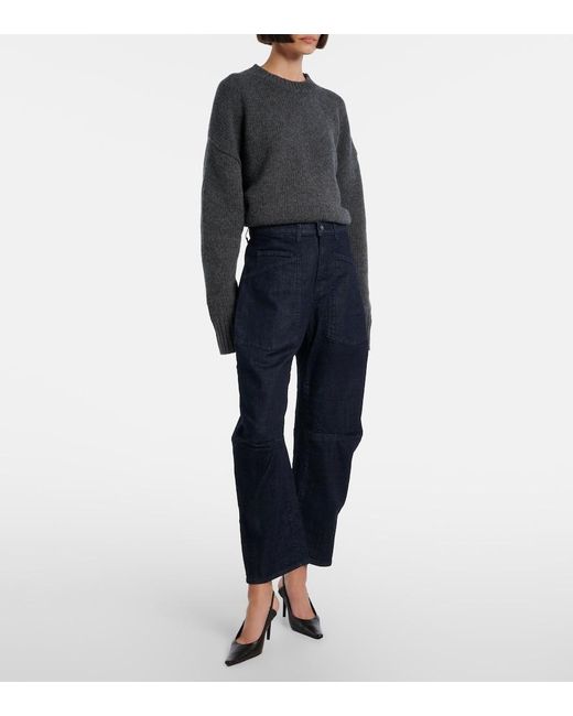 Nili Lotan Blue Shon High-Rise Barrel-Leg Jeans